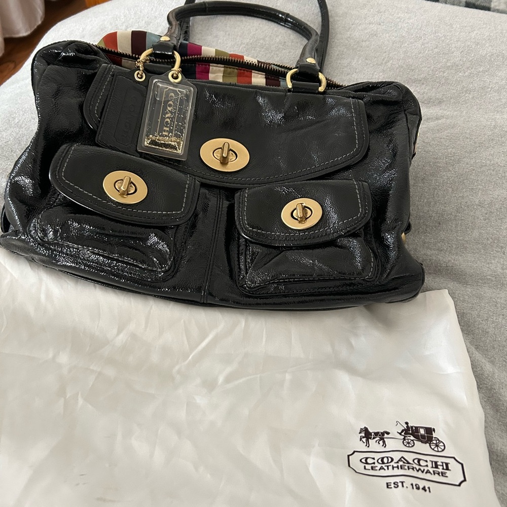 Coach Peyton Black Patent Leather Handbag